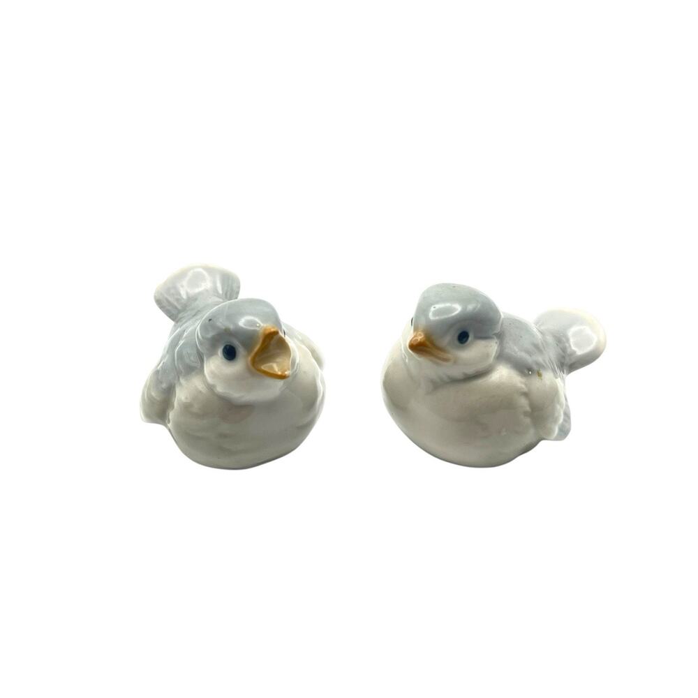 OMC Otagiri Birds Vintage Ceramic Blue Gray White Baby Bird Figurines Japan